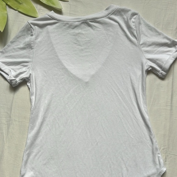 NWT MangoPop Modal V Neck Folded Over Short Sleeve Top Bodysuit - Picture 8 of 9